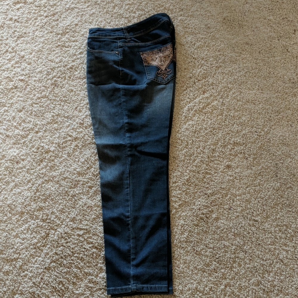 Chicos denim jeans size O with decorative pockets